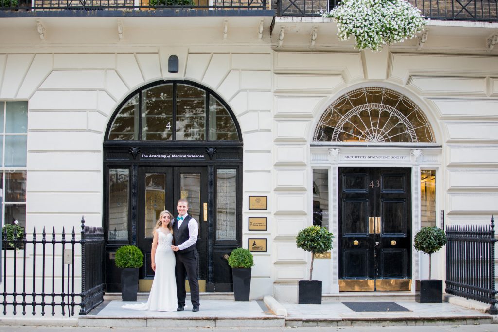 54 bride groom academy of medical sciences reception entrance portland place london oxford wedding photography