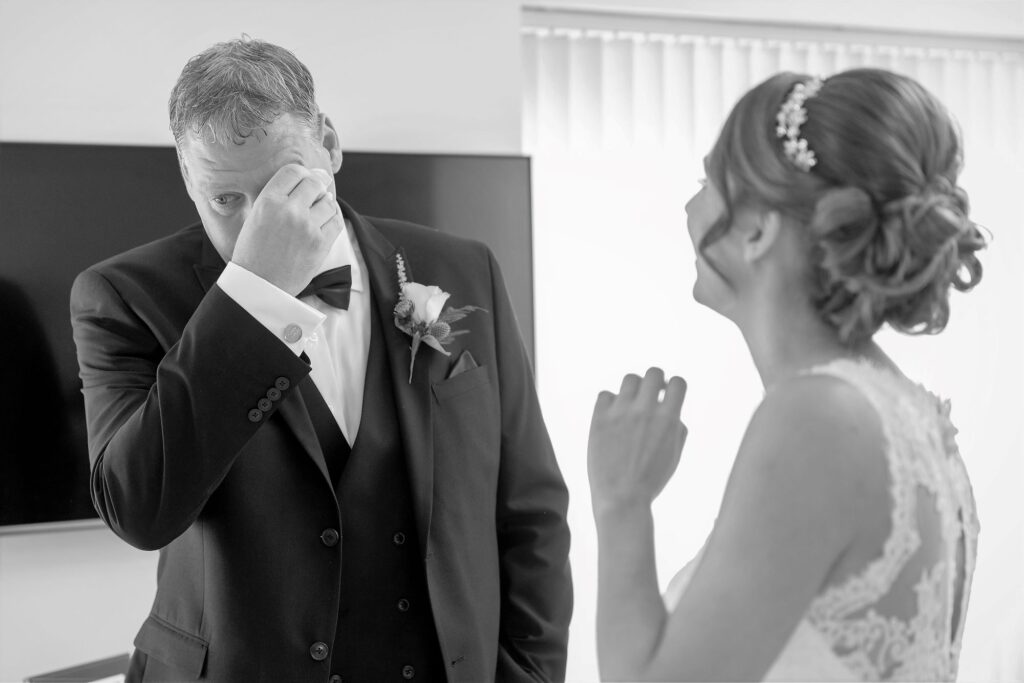 father of bride emotive first look abingdon oxfordshire s r urwin wedding photography