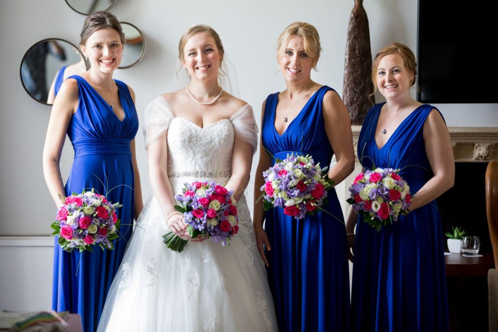 bride bridesmaids floral bouquets de vere beaumont hotel windsor oxford wedding photographer
