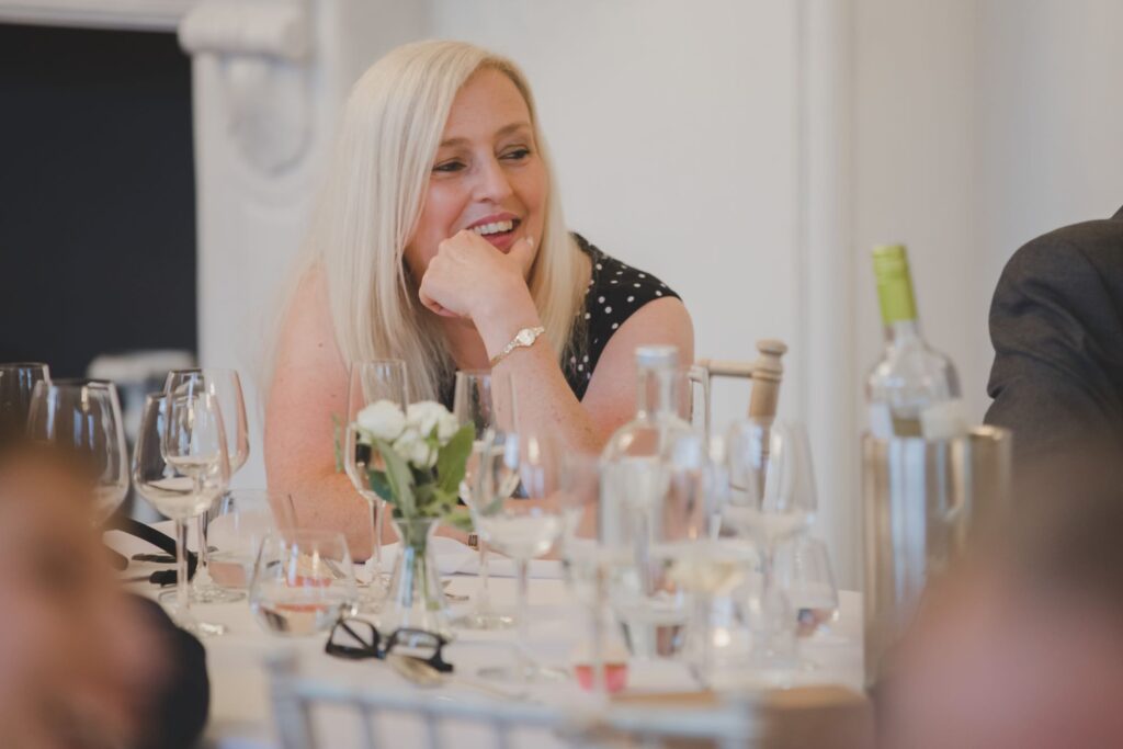 99 smiling guest enjoys thorganby venue reception speeches north yorkshire oxfordshire wedding photographer